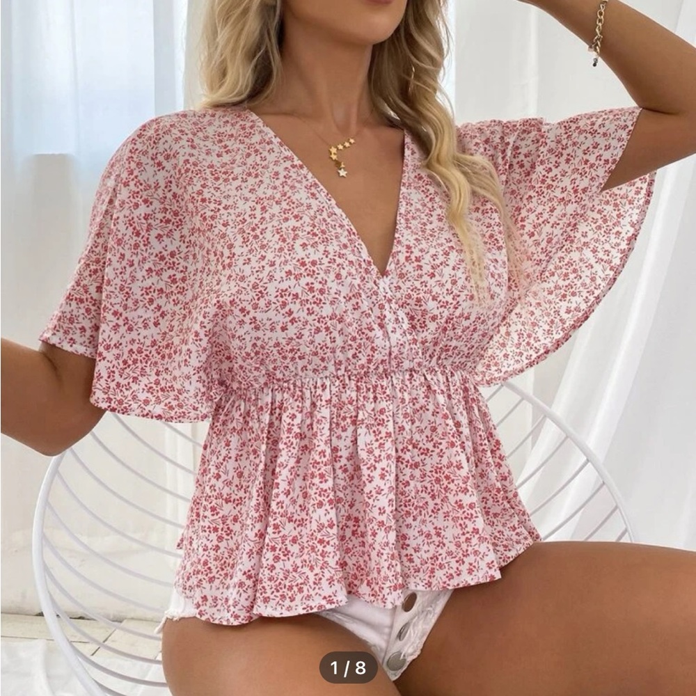 Flowered Loose Blouse